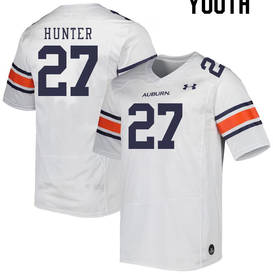 Youth #27 Jarquez Hunter Auburn Tigers College Football Jerseys Stitched-White - Click Image to Close
